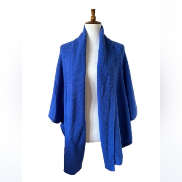 LILLY PULITZER Cashmere Cobalt Blue Cardigan Cloak Poncho Sweater Size XS - Picture 1 of 12